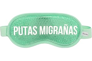 FISURA - Antifaz gel frio verde. Máscara de gel para ojos hinchados y antiojeras. Antifaz frío para ojos con mensaje. 18,5 cm x 9 cm