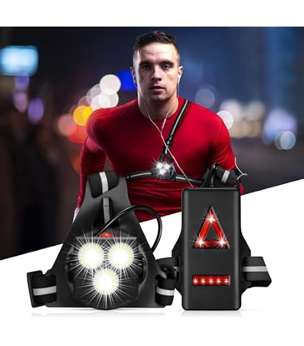 Joltix Luce Running Ricaricabile USB, 120° Luce Regolabile, 500 Lumen, Lampada Corsa con Nastro Riflettente per Jogging, Campeggio, Sport all'Aria Aperta (5 Lights