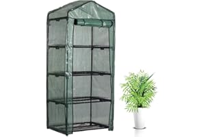 AISOWAY Copertura per serra da giardino in PVC, 4 ripiani, con telo rimovibile trasparente, 160x70x50 cm, impermeabile e traspirante per coltivare piante in vaso, ortaggi, fiori (telaio in ferro non incluso)