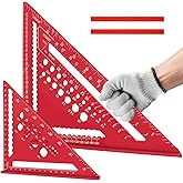 Flintronic 2PCS Carpenter Square, Combination Square 300 mm/180 mm, Multifunctional Metric Triangular Ruler, Aluminium, Metal