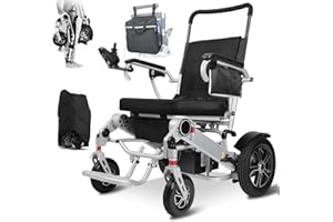 ‎TRIPAIDE Tripaide 48KM-Nur 13KG Teilbarer Elektrorollstuhl 52cm Sitzbreite mit Abdeckung LED-Leuchte 2 Batterien, All Terrain Rollstuhl Elektrisch Leicht Faltbar Tragfähigkeit 150KG