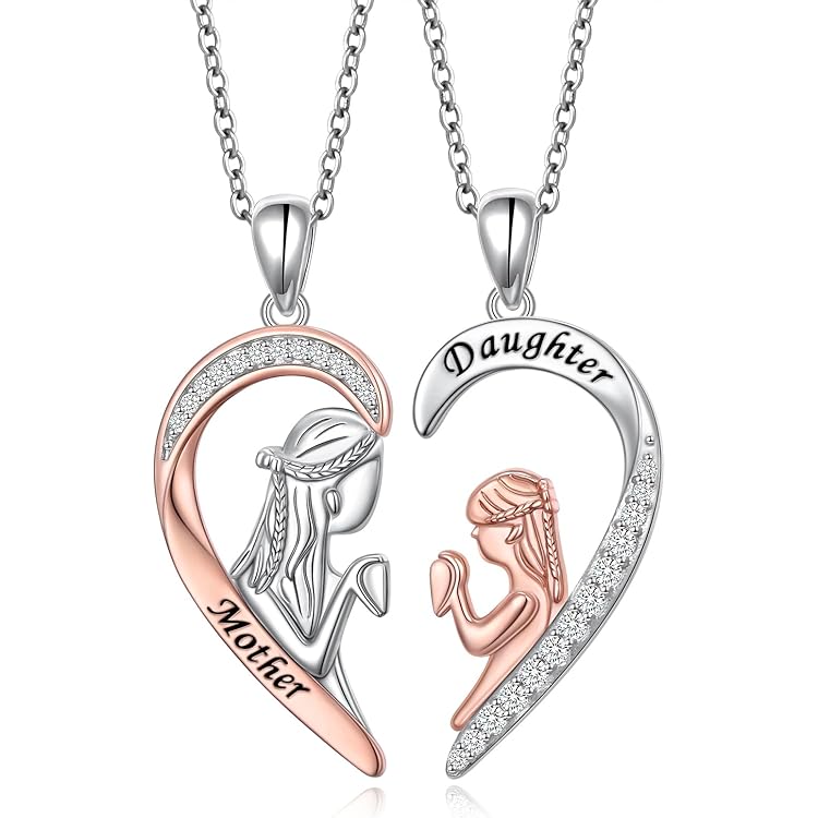 HOOHWE Halsketting voor moeder en dochter, 925 sterling zilver