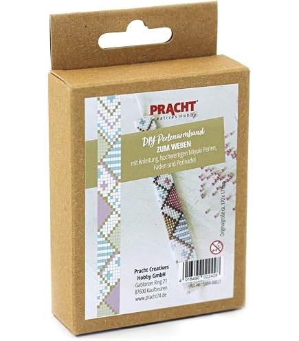 Pracht Creatives Hobby 5884-00091 - Kit de manualidades para crear una pulsera de cuentas, con cuentas Miyuki blancas, verdes y naranjas, tamaño total aprox. 17 x 2,5 cm