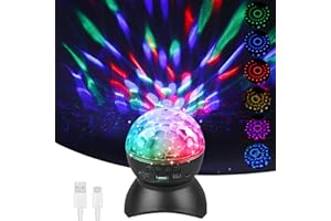 Aicharynic Boule à Disco LED Pour Enfants : 1 Pièce Multifonctionnelle Effets de Lumière Disco Activés par la Musique, USB Type C, Pour Anniversaire d'Enfants (Noir)