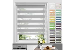 Allesin Tende a Rullo per Interni doppio strato senza foratura grigio 70l × 230A cm, Tenda a Rullo Facile Installazione per Finestra o Porta, Trasparente & Oscurate per Soggiorno Ufficio