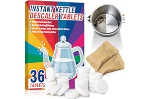 HALLDELI Pastillas descalcificadoras para hervidores, 36 potentes pastillas descalcificadoras para hervidores de acero inoxidable, vidrio y plástico, hervidore limpiador fácil de usar, suministro para 1 año