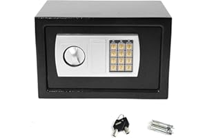 DICN Home Safe Box Digital Electronic Keypad Medium with 2 Emergency Keys 7.87x12.2x7.87 inch Black 8.5 Litre Wall or Floor Mounted Steel Safes Security Storgae Box