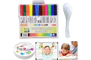 JSHENG 12 Piezas Rotuladores Agua Magicos, Rotuladores Magicos con Cuchara, Rotuladores de Agua para Niños, Rotuladores Niños, para Dibujo Graffiti Escritura Pizarra Ropa (12PCS-B)