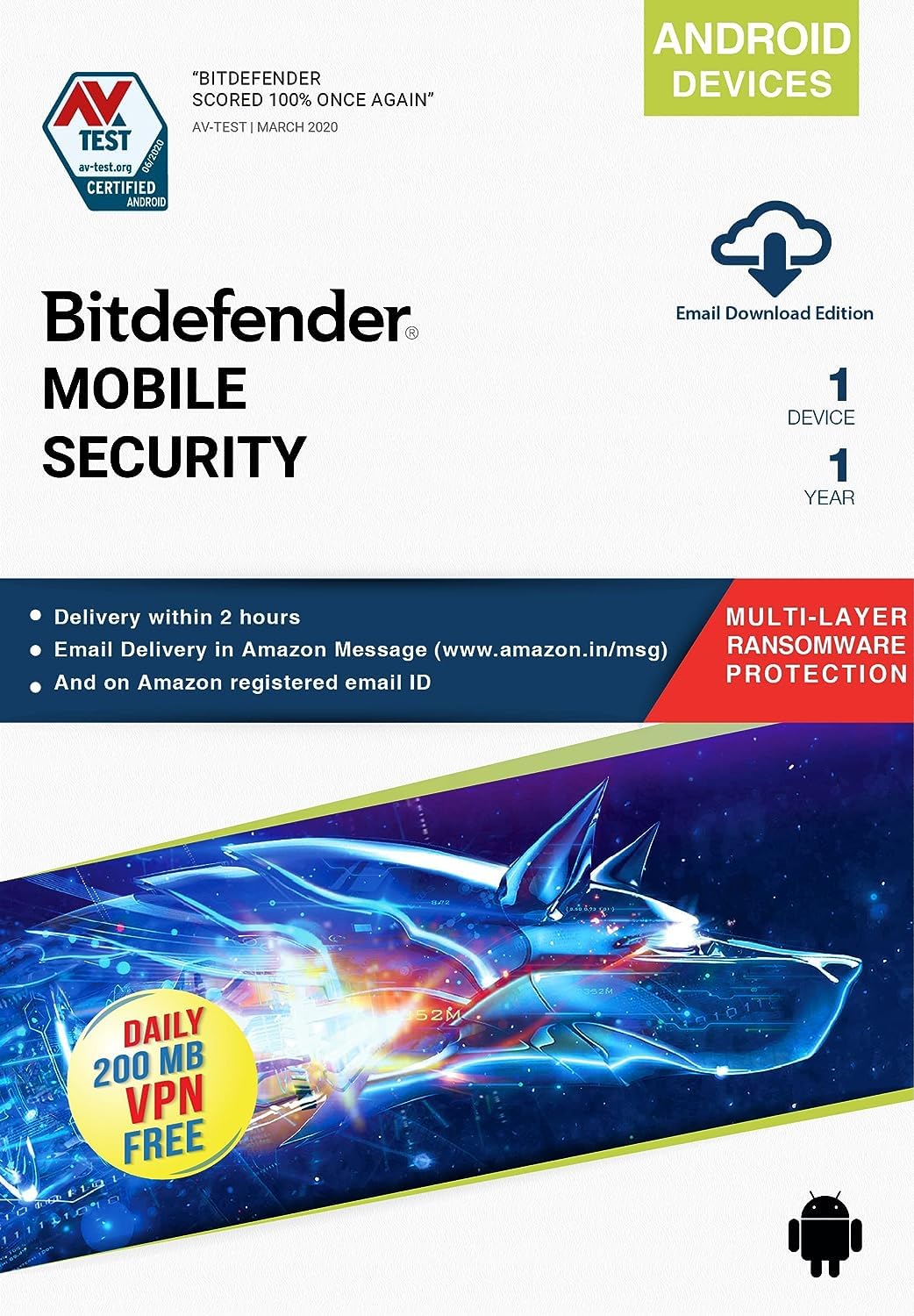 Bitdefender - 1 Device,1 Year - Mobile Security | Android | Latest Version | Email Delivery in 2 Hours- No CD |