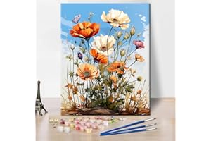 TISHIRON Malowanie według liczb dla dorosłych – piękne kwiaty, abstrakcja kwiatów, kolorowy akryl obraz olejny rękodzieło artystyczne