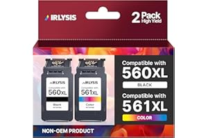 AIRLYSIS 560 561 XL Remplacement pour Cartouche Canon 560 561 XL pour Encre Canon 560 pour Canon Pixma TS5350 TS5350i TS5350a TS7450a TS7450i TS5351a TS5351i TS7451i TS5352a(1 Noir, 1 Couleur)