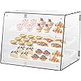 CHOLISM Pastry Display Case, 3 Tray Commercial Countertop Bakery Display Case , Acrylic Display Box with Rear Door Access & Removable Shelves, 22x17x16.5inch