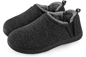 Snug Leaves Men's Faux Wool Slippers Comfy Warm Winter House Shoes with Elastic Gores
