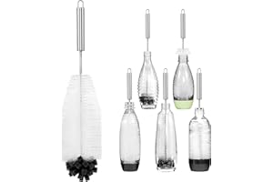 ‎VINLLEY vinlley Die 40 cm Bürste ist ideal für Sodastream-Glas- und Duo-Kunststoffflaschen. Sie hat Harte Borsten und einen weichen Schwamm, Hergestellt aus Edelstahl SUS304, Reinigt kraftvoll, Weiß