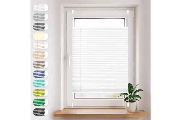 Sonello Estor Cortina plisada sin taladrar 55cm x 100cm blanco, cortina enrollable plisado cortina plisada para puerta y ventana persianas protección de la intimidad protección solar estores palisados