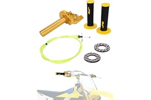 IUVWISN 22 mm Ensemble accélérateur Moto Câble d'accélérateur tirage Rapide poignee accelerateur Moto Cross Universel pour Guidon de 50cc 110 125 150 200 250 CC (Yellow)