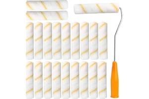 WINBEST 20 Stück Farbroller Klein 10cm malerrollen mit Griff, farbroller wandfarbe malerrolle klein farbroller set farbrollen Profi farbwalze lackierrollen für lacke auf wasserbasis und leicht lösemittelhalti