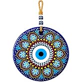 El Boyaması Nazar Boncuğu Duvar S&uuml;s&uuml; 22 cm | Vitray Sanatı ve Mandala Tasarım | El Yapımı Dekoratif Duvar Panosu | Ev, Ofis, 