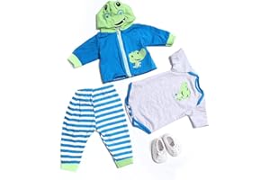 ZIYIUI Vestiti per Bambole per New Born Baby Doll, Cotone con Cappello per 18 "-22" Carino Vestiti Bambolotti (45-55 cm) (Rana verde)