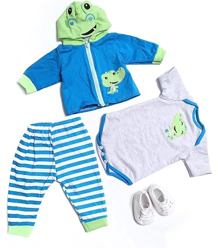 Set De Vêtements Pour Poupée Reborn 43-55 Cm – 4 Pièces Motif Chiots – Bonnet, Combinaison, Pantalon, Chaussettes – Cadeau