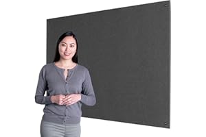 WONDERWALL PRODUCTS LTD Wonderwall Fully Fire-Resistant Frameless Noticeboard - 120 x 90cm with Fixings, 8 Colours to Choose from (Charcoal)