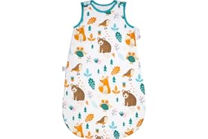 Luchild baby sleeping bag winter 1.5 tog 100% cotton children's winter sleeping bag for boys and girls, forest animals, 76 cm