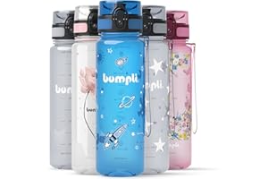 bumpli® Kinder Trinkflasche mit Weltraum-Motiv - auslaufsicher & Kohlensäure geeignet - BPA-Freie Kindertrinkflasche mit Fruchteinsatz - Perfekt für Schule, Kindergarten, Sport - 500ml