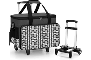 Yarwo Sac à roulettes de Machine à Coudre est Détachable, Sac à Trolley de Machine à Coudre avec Panneau de Support inférieur, Convient à la Plupart Majeur Machine à Coudre