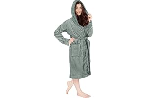 NY Threads Luxury Ladies Hooded Dressing Gown Super Soft Fleece Women's Robe Comfortable Loungewear and Nightwear