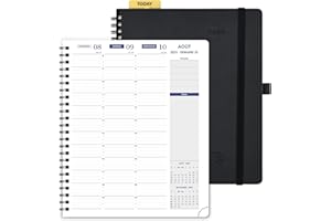 POPRUN Agenda 2025 2026 Semainier A5 22 x 17 cm Version Française - Intervalles de 15 minutes, D'Août 2025 à Juil 2026 12 Mois Scolaire, Couverture Souple Spirale, Papier 100g/m², Noir