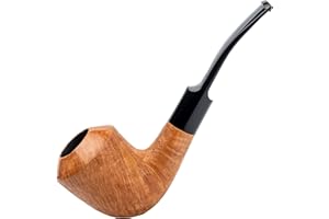 DR WATSON Dr. Watson - Pipa in legno per tabacco, intagliata a mano di radica, classica forma piegata a Dublino, adatta a filtri da 9 mm, viene fornita con custodia, in scatola (oro)