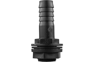 EOTRADER Garden Water Tank Overflow Vent, Water Butt Barbed Linking Pipe Connector with Nut & Washer, Fits 3/4” BSP Thread & Hose, Rain Capture Tank IBC Water Extraction Duct (3/4" BSP - 3/4" Barb)