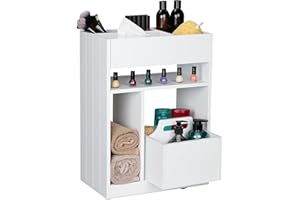 ‎RELAXDAYS Relaxdays Wózek łazienkowy i kuchniarski HLP 55 x 38,5 x 23 cm, szafka wielofunkcyjna, wózek z kółkami, biały, płyta pilśniowa