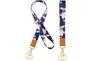 HINSLY Smycz na klucze na nadgarstek, smycz na klucze, smycz na klucze, 2 sztuki z 4 brelokami, smycz na klucze, smycz na nadgarstek, breloczek do kluczy dla kobiet, kluczyki samochodowe (niebieska)