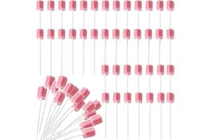 KMZ 100pcs Disposable Oral Swabs Mouth Cleaning Sponge Swab Oral Care Swab Sticks for Teeth Cleaning (Pink)