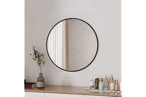‎BOROMAL Boromal Spiegel Schwarz 40cm Spiegel Rund mit Metallrahmen Badezimmerspiegel Rund Badspiegel Wandspiegel Schwarz für Badezimmer, Waschräume, Schlafzimmer, Gäste WC
