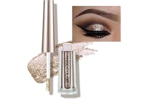 Anglicolor Diamond Glitter Liquid Eyeshadow & Eyeliner Pen Starry Sequins Mermaid Eye Shadow Langanhaltendes und pigmentiertes,wasserfestes,funkelndes und schimmerndes Augen-Make-up (10# Coffee)