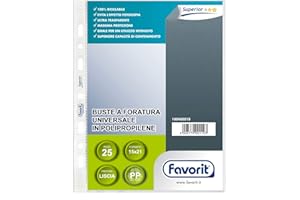 Favorit Buste a Foratura Universale 25 Buste, 14.8 x 21 cm , Trasparente