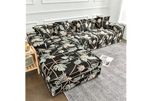 uyeoco Housse de Canapé d Angle Extensible Complet Protection Canapé d'angle pour 1/2/3/4 Places Couverture Canape Dangle Droit/Gauche Couvre Canape(M,235-300cm)