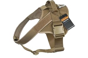 EXCELLENT ELITE SPANKER Uprząż dla psa, taktyczna uprząż dla psa, do pracy, regulowana, dla średnich i dużych psów (brązowa-S)