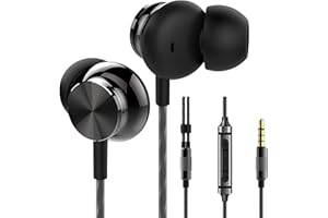 Betron BS10 Earphones Wired Headphones In Ear Noise Isolating Earbuds with Microphone and Volume Control Powerful Bass Driven Sound, 12mm Large Drivers, Ergonomic Design, Black