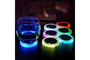 Yuehuamech Dessous de verre à LED changeant de couleur pour intérieur de voiture - Éclairage d'ambiance luminescent - Lampe d'ambiance d'intérieur pour porte-gobelets de voiture