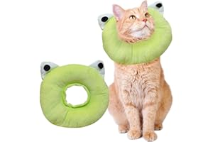 jiuzcare Halskrause Hund Katzen Schützender, Einstellbar Anti-Biss-Halsband für Hunde Katzen Halskrause Katzen Halsband Soft Vorbeugung Von Infektionen, Kratzern, Postoperativer Genesung, Frog & 28cm