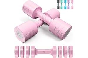 Sportneer Zestaw hantli regulowanych: każda 1kg/1,5kg/2kg/2,5kg (2kg-5kg na parę), zestaw hantli 4w1 dla kobiet, ciężary dla kobiet, regulowana para hantli do domowego treningu fitness (różowy)