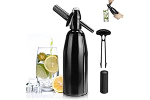 TBRFP Machine à Faire du Soda,1L Soda Maker,Bouteille de Siphon à Soda avec Régulateur de Pression,Appareil à Gazéifier L'eau en Aluminium pour jus de Fruits Maison,Mojitos,Cocktails,Boissons
