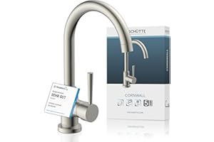 SCHÜTTE 79126 Küchenarmatur CORNWALL, 360 Grad schwenkbarer Wasserhahn Küche, Mischbatterie für die Spüle mit Einhebelmischer, Spültischarmatur Küchenspüle in Edelstahloptik, Edelstahl Optik