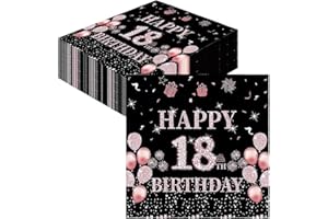 GROVBLE Servietten 18 Geburtstag,40 Stück Party Servietten Tischdeko für 18. Geburtstag servietten rosegold Papierserviette 2-Lagig Servietten 33x33cm Einweg Papierservietten für mädchen
