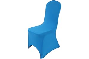 THE CHAIR COVER COMPANY Chair Covers Spandex Universal Slipcovers Dining Chair Cover Wedding Banquet Party Arched Front (Aqua Blue, 1)