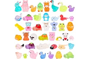 RZCOMP 80PCS Mini Resin Animals Luminous 35 Styles Cute Tiny Resin Animals Mixed Glow in the Dark for Micro Landscape Fish Tank Potted Fairy Garden Aquarium Dollhouse Decor