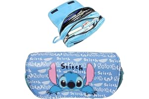 Xiujuers Estuche Stitch, Estuches Escolares con 2 Compartimentos Grandes, Stitch Pencil Case, Stitch Cartuchera, Estuche Escolar Stitch, Los Mejores Regalos para Niños y Niñas